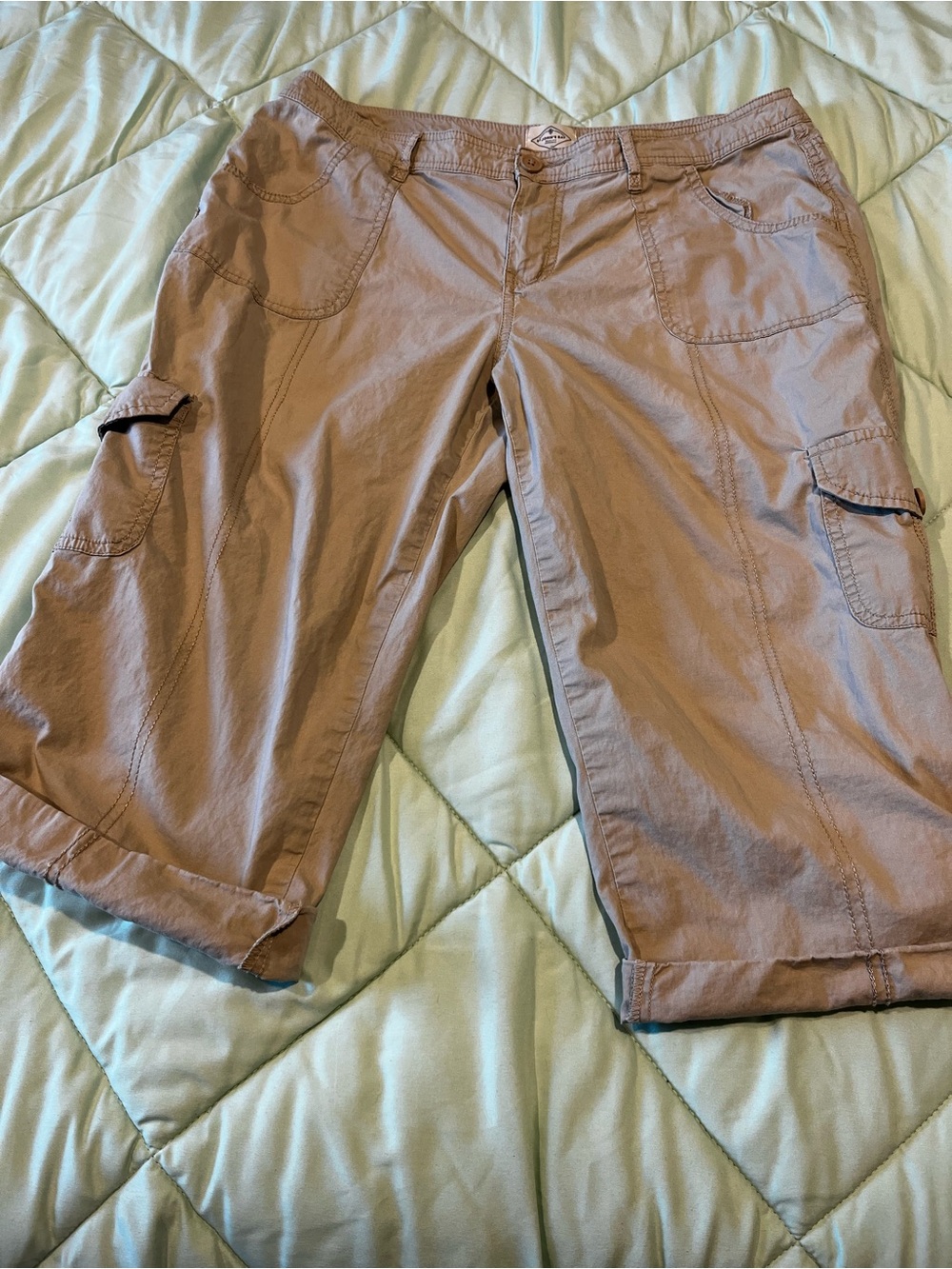 St. John's Bay Khaki Cargo Capri Pants Cuffed Hem, 12P
